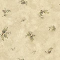 Brimstone Beige Forest Leaf Toss Wallpaper Sidewall Chesapeake TLL01352