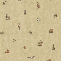 Hiram Wheat Animal Toss Wallpaper Sidewall Chesapeake TLL01452