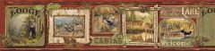 Poinsett Dark Red Cabin Fever Wallpaper Border Chesapeake TLL01542B