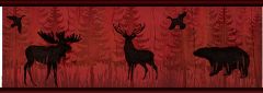 Saylorville Dark Red Lawndale Wallpaper Border Chesapeake TLL01601B