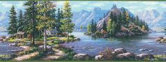 Boon Green Cabin Scenic Wallpaper Border Chesapeake TLL96512B