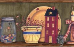 Green Country Cupboard Wallpaper Border AAI08032B