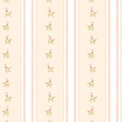 AB27641 Shabby Stripe with Roses Wallpaper Cream, Pink, Light Green Abby Rose 3 Norwall Wallcovering