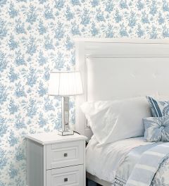 AB27656 Toile Wallpaper Navy, Blue Abby Rose 3 Norwall Wallcovering