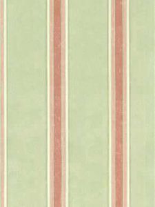 Green and Coral Stripe Wallpaper