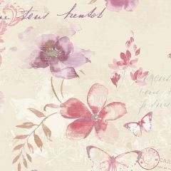 AB42434 Memento Wallpaper Taupe, Purple, Pink Abby Rose 3 Norwall Wallcovering