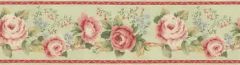 Coral Roses Floral Wallpaper Border - Norwall AB78276B