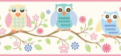 Winnie Pink Wise Owlets Trail Wallpaper Border Chesapeake BBC94011B