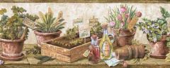 Flowerpot of Herb Wallpaper Border