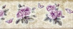 Purple Floral Butterfly Wallpaper Border