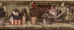 Americana Collectibles Country Shelf Wallpaper Border - Rosedale Wallcoverings