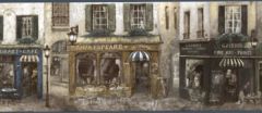 French Cafe Restaurant Wallpaper Border - Blue Trim - Patton Norwall