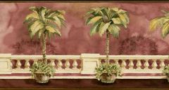 Burgundy Tropical Tree Wall Paper Border