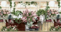 Tan Birdhouses in the Sunroom Wallpaper Borde