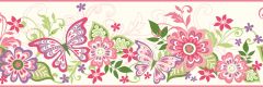 Butterflies & Flowers Wallpaper Border - Chesapeake Wallcoverings