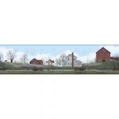 Blue Rural Route Wallpaper Border