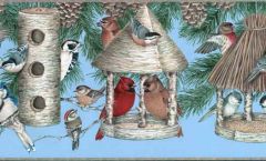 Tan Bird Feeder Wallpaper Border