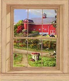 Red Barn Window Mural