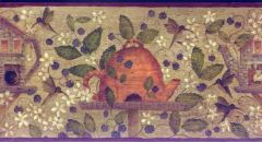 Tea Kettle Bird Houses Wallpaper Border