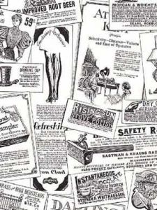 Black & White Vintage Newspaper Advertisement Wallpaper