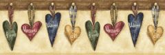 Hanging Heart Pegboard Wallpaper Border