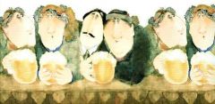 Men Drinking Beer in Pub Wallpaper Border - York Wallcoverings