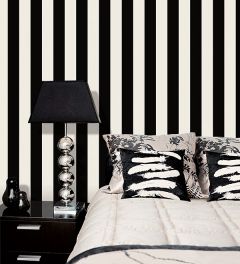 BW28748 2.5" Tent Stripe Wallpaper Black, White Shades Norwall Wallcovering