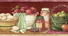 Kitchen Shelf Burgundy Wallpaper Border