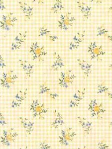 Yellow Gingham and Flower Wallpaper
