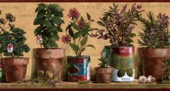 Potted Herbs Country Wallpaper Border - York Wallcoverings