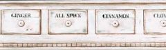 Spice Drawer Off-White Wallpaper Border - York Wallcoverings