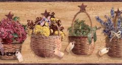 Flower Basket Crackle Wallpaper Border