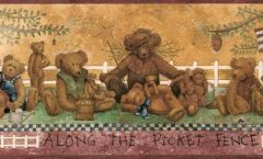 Burgundy Country Bear Wallpaper Border