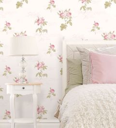 CG28820 Script Rose Wallpaper Pink, Green Garden 2 Norwall Wallcovering