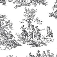 CH22508 Romantic Toile Wallpaper Black, White Manor House Norwall Wallcovering