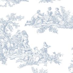 CH22510 Romantic Toile Wallpaper Light Blue, white Manor House Norwall Wallcovering