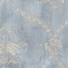 CH22567 Regal Damask Wallpaper Blue, Beige Manor House Norwall Wallcovering