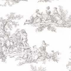 CH28245 Romantic Toile Wallpaper Light Grey Manor House Norwall Wallcovering