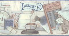 Blue Laundry Room Wallpaper Border