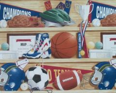 Sports Shelf Wallpaper Border- 1 ROLL LEFT