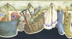 Blue Die Cut Laundry Wallpaper Border