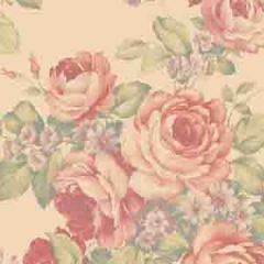 Cluster of Roses Tan and Coral Wallpaper - Norwall Wallcoverings