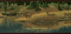 Burgundy Deer Valley Wallpaper Border  - Only 4 Rolls Left