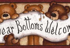 Burgundy Bear Bottoms Welcome Wallpaper Borde