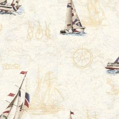 Waters Edge Blue Aquatic Map Wallpaper - Chesapeake Wallcoverings