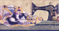 Sewing Cat Wallpaper Border