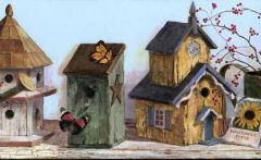Assorted Crackle Birdhouse Wallpaper Border