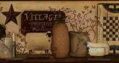 York Wallpaper Border - Hearts & Crafts - Village Primitive Antique