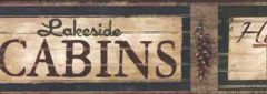 Cabin Plank Signs Wallpaper Border