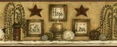 Burgundy Faith Hope Love Wallpaper Border